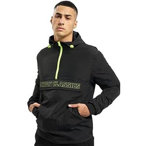 Urban Classics Contrast Pull Over Jacket Windjack voor heren, Black/Electriclime, M