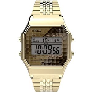 Timex T80 34 mm horloge – goudkleurig met roestvrijstalen band TW2R79200