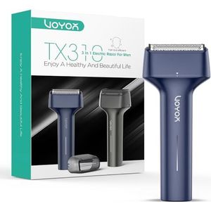 VOYOR Elektrisch scheerapparaat voor heren, met drijvende 3-in-1 messen, draadloos en oplaadbaar scheerapparaat voor heren, voor het scheren en het trimmen van de baard, reisscheerapparaat TX310