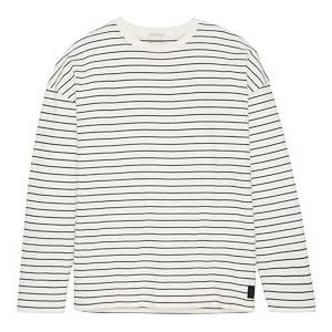TOM TAILOR T-shirt met lange mouwen voor jongens, 34062 - Off White Dark Grey Stripe, 164 cm