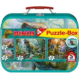 Schmidt CGS_56495 Dinosaurs Puzzle Box (2x60pc/2x100pc), Multicolor