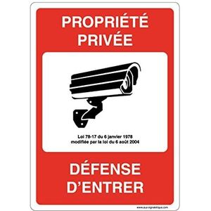 AUA SIGNALETIQUE - Informatiebord met afgeronde hoeken – privé onder videobewaking – 300 x 420 mm, aluminium Dibond 3 mm