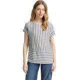 Blouse - Offwhite Navy Vertical Stripe - 100% Viscose - Loose Fit