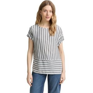 Blouse - Offwhite Navy Vertical Stripe - 100% Viscose - Loose Fit