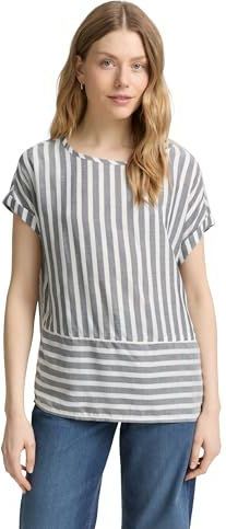 Blouse - Offwhite Navy Vertical Stripe - 100% Viscose - Loose Fit
