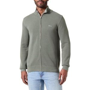 GANT Heren Cotton Pique Zip Cardigan Gebreid vest, groen (Pastel Green), XXL