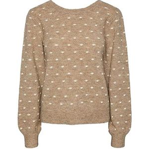 PIECES Dames Pcjessica Ls Reversible Knit Bc Pullover, Silver Mink/Detail: birch Dots, XL