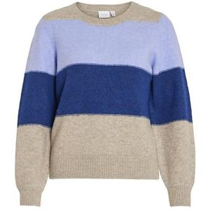 Viellie New O-Neck L/S Stripe Knit Top/R, Natural Melange, XS