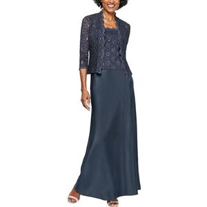 Alex Evenings Women's Two Piece Mother of The Bride Dress with Lace Jacket Regular Sizes, Midnight, 12 Petite