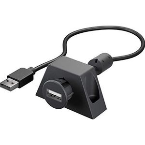 Goobay 95445 USB 2.0 Hi-Speed verlengkabel met montagehouder, 1,2 m zwart