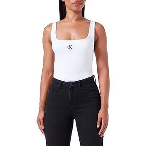 Calvin Klein Jeans Ck Rib Tank gebreide tops voor dames, Helder Wit, M