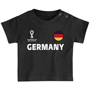 FIFA Unisex Kids Officiële Fifa World Cup 2022 Tee & Short Set - Duitsland - Home Country Tee & Shorts Set (pak van 1), Wit/Zwart, 0-3 Maanden