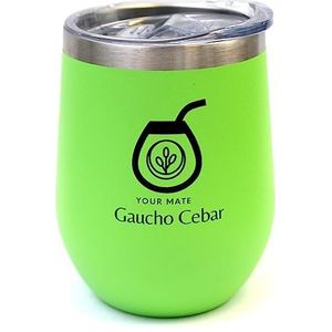 Gaucho Cebar Termolid Cups To Go 350 ml - geïsoleerde drankbeker - roestvrijstalen drinkbeker ideaal voor reizen, outdoor, thee, wijn, bier, Yerba Mate en meer (groen) | stalen beker theebeker