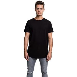Urban Classics Heren T-shirt Shaped Long Tee effen kleur, lang gesneden mannenshirt, verkrijgbaar in vele verschillende kleuren, maten XS- 5XL, zwart, 4XL