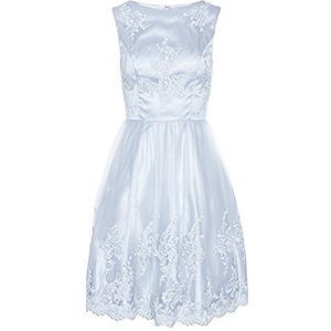 APART Fashion Apart tule jurk voor dames, met bloemenborduurwerk, jurk voor speciale gelegenheden, blauw, 38