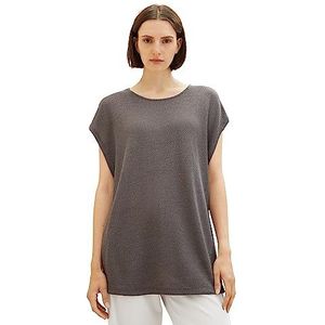 TOM TAILOR Dames T-shirt Top met sleuven, 32251-dark mineral grey, XL, 32251-dark mineral grey, XL