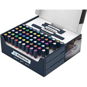 Schneider 040 Paint-It Twinmarker, complete set (Brush Tip & 1,0 mm ronde punt, kleurintensieve inkt op waterbasis, voor gebruik op papier, pennen van 92% gerecycled kunststof), 72 delen, meerkleurig