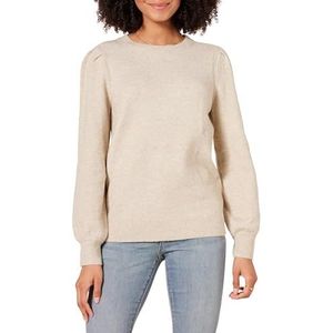 Amazon Essentials Women's Zacht aanvoelende trui met ronde hals en plooien op de schouders, Beige, XL
