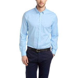 ESPRIT Collection Heren Slim Fit businesshemd 024EO2F008 katoenen hemd met lichte structuur, blauw (Business Blue), XXL (Fabrikant maat:4546)