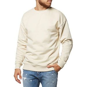 Urban Classics Heren sweatshirt Sweat Crewneck, trui met brede geribbelde manchetten voor mannen in vele kleuren, maten XS - 5XL, gebroken wit (zand 208), M