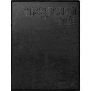 rido/idé Boekkalender model magnum (2025), 2 pagina's = 1 week, 183 × 240 mm, 144 pagina's, kunstleren omslag Prestige, zwart