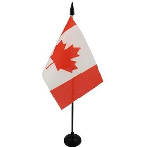 Canada Tafelvlag 15x10 cm - Canadese Desk Vlag 15 x 10 cm - Zwarte plastic stok en voet - AZ FLAG
