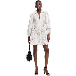 Desigual - Gezichten Jurk - Lange Mouwen - Mini - Effen Kleur met Gezichtenprint