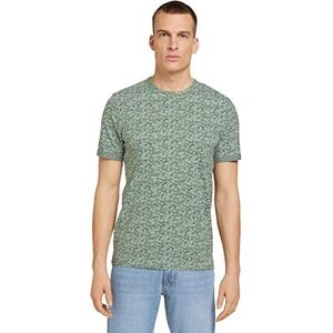 TOM TAILOR Uomini T-shirt met all-over print 1030042, 29031 - Green Irregular Waves Design, XS