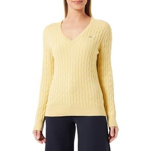 GANT Dames Stretch Cotton Cable V-hals Pullover, Dusty Yellow, XS