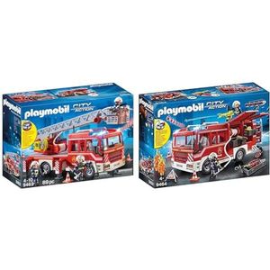 PLAYMOBIL City Action Brandweer Ladderwagen - 9463 & Playmobil 9464 City Action Brandweerpompwagen,Vanaf 5 Jaar,Meerkleurig