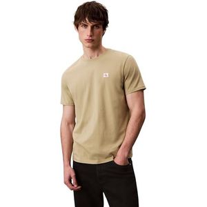 Calvin Klein Jeans Heren SS Badge 30S Jersey Classic TEE LV04RC272G Tees, Beige (Ceder), XS, Beige (Ceder), XS