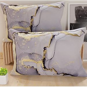 PETTI Artigiani Italiani - 1 paar kussenslopen 40 x 145 cm, van microvezel, decoratief kussen voor slaapkamer, bank, woonkamer, set van 2 kussenslopen, marmergrijs marmer, 100% Made in Italy