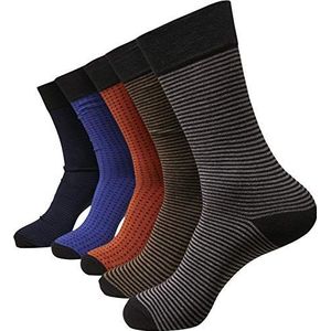 Urban Classics Basic sokken voor dames en heren, pak van 5 met strepen en stippen, multipack uniseks sokken, maten 35-38 tot 47-50, multicolor, 42 EU