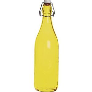 Excelsa Happy Color Glad fles, 1 liter, glas, geel, 8 x 8 x 30 cm