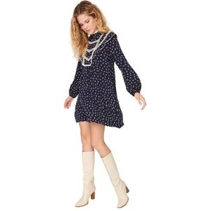 TRENDYOL Dames Mini Shift oversized geweven stof jurk, Donkerblauw, 34