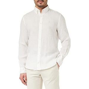 Hackett London Heren kledingstuk geverfd linnen B shirt, Wit, XL