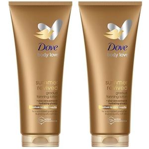 Dove Summer Revived Medium tot Dark Zelfbruinende Bodylotion met aloë vera & glycerine voor een prachtige bruine teint en een zijdezachte huid 2 x 200 ml