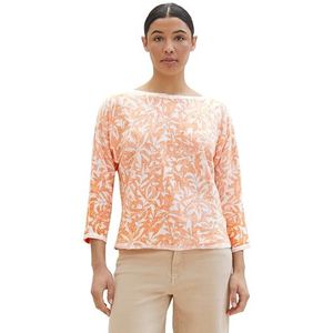 TOM TAILOR Damestrui, 34858 - Oranje Abstract Leaf Knit, M