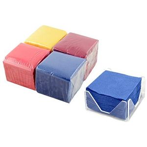 Hostelnovo 400 stuks papieren servetten 100 stuks + servethouder van plexiglas, exclusief design, verschillende kleuren, 10 x 10 cm