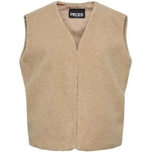 PIECES Pcfia Short Teddy Vest, safari, XL