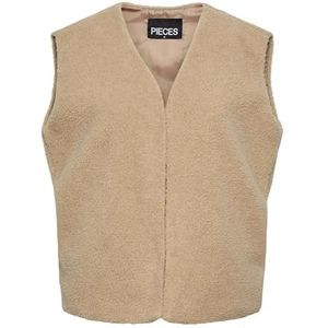 PIECES Pcfia Short Teddy Vest, safari, L