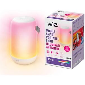 WiZ Mobile Draagbare Tafelamp - Met Spraakbesturing - Wi-Fi en Bluetooth LED Lamp - Wit en Gekleurd Licht - Wit