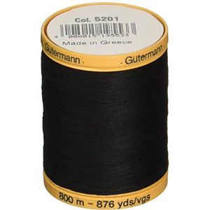 Gutermann 876 yd natuurlijke katoenen draad vaste stoffen, zwart, 800C-5201