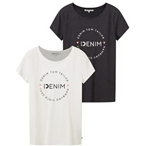 TOM TAILOR Denim Dames T-shirt 1037233, 10522 - Shale Grey Melange, S