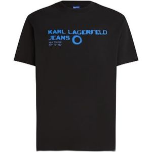Karl Lagerfeld Jeans, Heren, Regular Korte Mouw Eclipse Logo Tee, Regular Fit, Zwart, XS