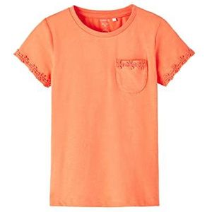 NAME IT Meisjes Nmffabienne Ss Top T-Shirt, koraalrood, 98 cm