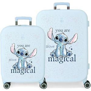 Disney Joumma Bags Stitch You Are Magical cabinekofferset, van ABS, een robuust en licht materiaal, zijdelingse combinatiesluiting, Are Magical, kofferset