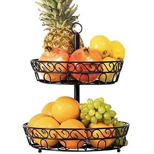 Chefarone Fruitetagère 30 cm - fruitschaal voor meer ruimte op het werkblad - etagère met fruitschalen - decoratieve fruitmand (zwart)
