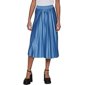 VILA Dames midirok plissé Federal Blauw M