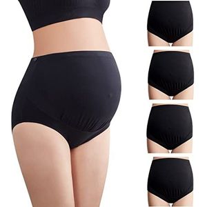 Mama Cotton dames hoge taille slip (pak van 4), Klassieke hoge taille stijlen - geheel zwart 4 Pack, 4XL
